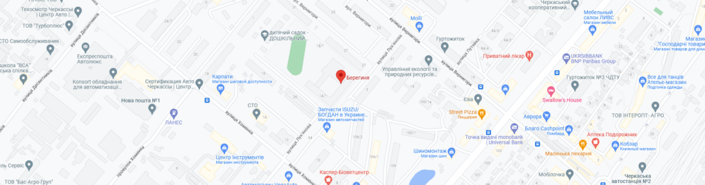 Карта: Черкаський колегіум «Берегиня», вул. Хоменка 14/1